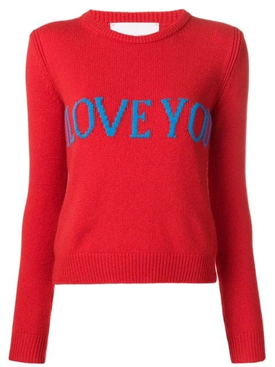 Alberta Ferretti I Love You Wool Intarsia Jumper In Red