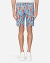 DOLCE & GABBANA PRINTED STRETCH COTTON BERMUDA SHORTS