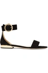 Jimmy Choo Jamie Flat Suede Sandals In Black