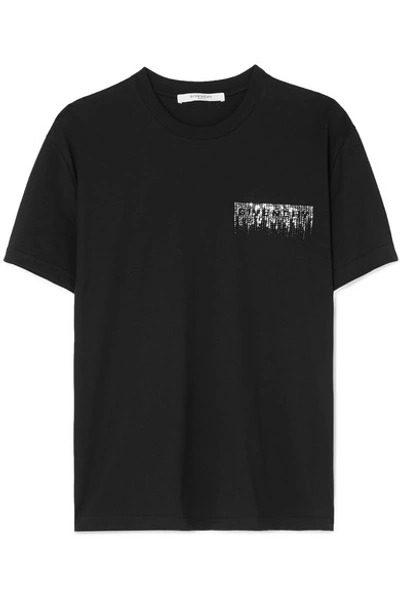 Givenchy Oversized Sequin-embellished Cotton-jersey T-shirt In Black
