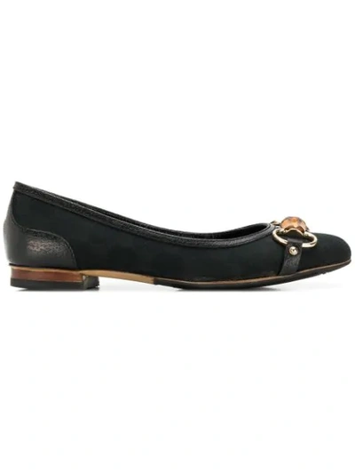 Pre-owned Gucci Bamboo Detail Ballerina Shoes In Black