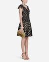 Dolce & Gabbana Flutter-sleeve Fil Coupe Dot Chiffon Dress In Black