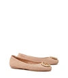 Tory Burch Minnie Travel Ballet Flats In Cream Quilted Leather In Bianco