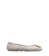 Tory Burch Minnie Quilted Leather Ballet Flats In Dust Storm/gold