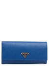 Prada Continental Wallet In Blue