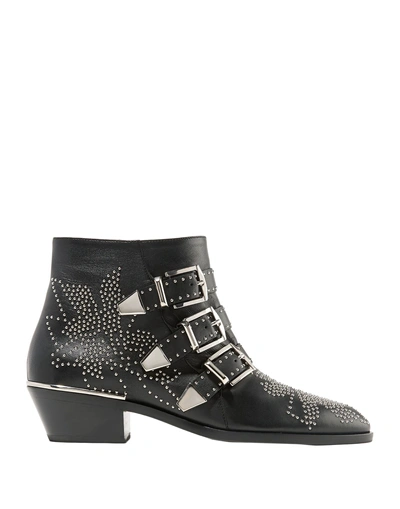 Chloé Women Black Embellished Susanna Ankle Boots, 8.5 Luxury Boots For Women Darveys