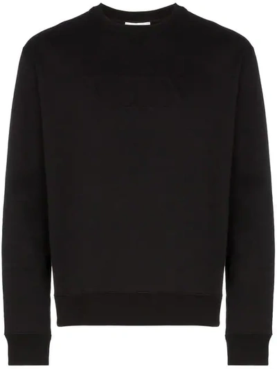 Valentino Crew-neck Cotton Sweatshirt With Macramé Pocket In Black