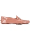 Tod's Gommini Double T-bar Patent Leather Loafers In Pink