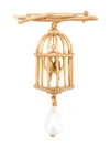 OSCAR DE LA RENTA OSCAR DE LA RENTA BIRD CAGE BROOCH - GOLD