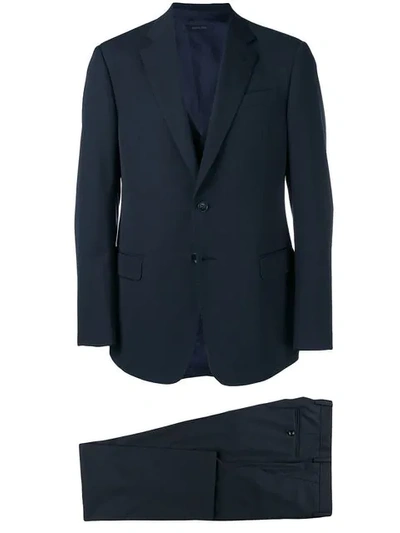 Giorgio Armani Classic Waistcoat Suit In Blue