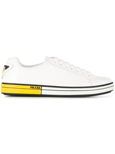 Prada Lace-up Low-top Trainer In White
