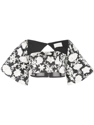 Alexis Cropped Floral Top - 白色 In White