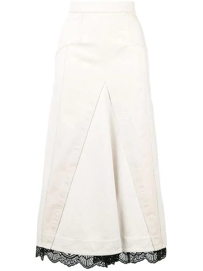 Alexander Mcqueen Lace Trimmed Pencil Skirt - 白色 In 9015 Ecru