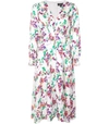 Saloni Eve C Shirred Floral-print Silk-jacquard Midi Dress In White Multi