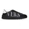 Valentino Garavani Black Open Vltn Low-top Leather Sneakers In Multicolor