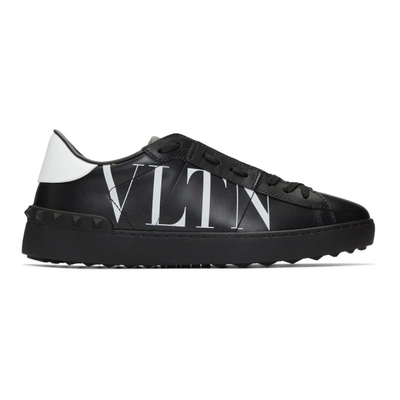 Valentino Garavani Black Open Vltn Low-top Leather Sneakers In Multicolor