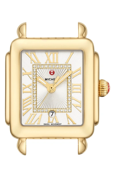 Michele Deco Madison Mid Diamond Dial Watch Head, 29mm X 31mm In Gold/ White Sunray