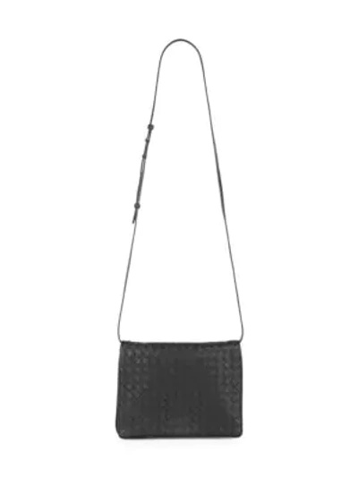 Bottega Veneta Black Intrecciato Leather Messenger Bag
