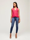 L Agence Mila Draped Silk Surplice Blouse In Magenta