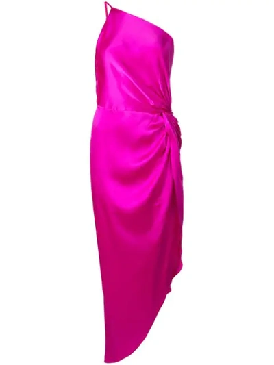 Michelle Mason 交叉细节旋褶礼服 - 粉色 In Pink