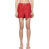 THOM BROWNE THOM BROWNE RED DRAWCORD WAIST SWIM SHORTS