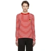 AMI ALEXANDRE MATTIUSSI AMI ALEXANDRE MATTIUSSI RED AND WHITE SMILEY EDITION STRIPED T-SHIRT