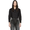 SAINT LAURENT SAINT LAURENT BLACK VOILE LACE-UP BLOUSE