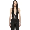 SAINT LAURENT SAINT LAURENT BLACK SEQUIN V-NECK BODYSUIT