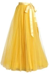 JENNY PACKHAM WOMAN SATIN-TRIMMED TULLE MAXI SKIRT YELLOW,GB 9057334113907261