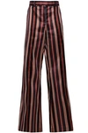 ZIMMERMANN STRIPED COTTON-BLEND SATEEN BOOTCUT PANTS,3074457345620243119