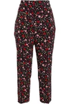 KATE SPADE WOMAN MA CHERIE FLORAL-PRINT STRETCH-CREPE TAPERED trousers BLACK,GB 2507222119241426