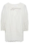 ZIMMERMANN ZIMMERMANN WOMAN BOW-DETAILED BRODERIE ANGLAISE COTTON BLOUSE IVORY,3074457345619972729
