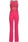 ZUHAIR MURAD ZUHAIR MURAD WOMAN EMBELLISHED SILK-BLEND TULLE AND CADY JUMPSUIT BRIGHT PINK,3074457345620016823