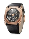 BVLGARI Octo Finissimo 18K Rose Gold & Alligator Leather Strap Skeleton Watch