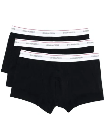 Dsquared2 Logo Embroidered Stripe Detail Boxers In Black