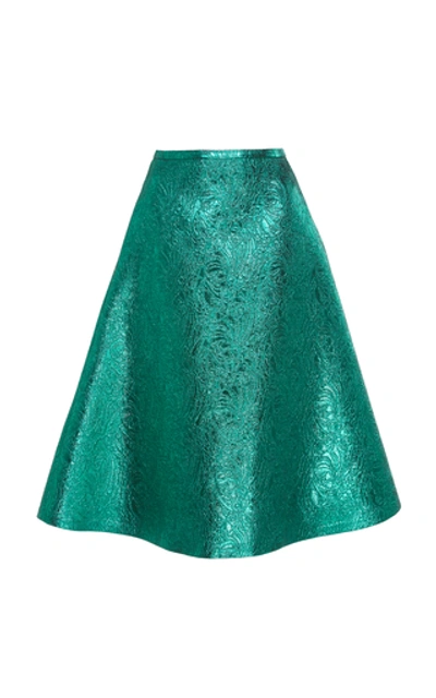 Rochas Brocade Textured Skirt In Green