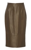 ROCHAS PLEATED LEATHER PENCIL SKIRT,726627