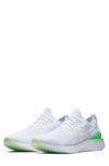Nike Epic React Flyknit 2 Running Shoe In White/ White/ Lime Blast