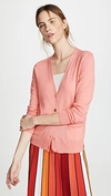 Tory Burch Madeline Merino Wool Cardigan In Sunrise Coral