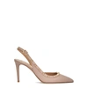 VALENTINO GARAVANI GARAVANI ROCKSTUD 85 BLUSH SLINGBACK LEATHER PUMPS,2867114