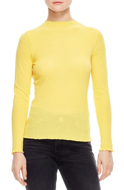 Sandro Ethan Cotton Funnel Neck Sweater In Yellow