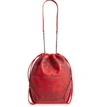 SAINT LAURENT TEDDY BANDANA STUDDED LEATHER BUCKET BAG - RED,5384480YP54