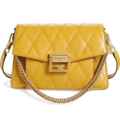 Givenchy Small Gv3 Diamond Quilted Leather Crossbody Bag - Yellow