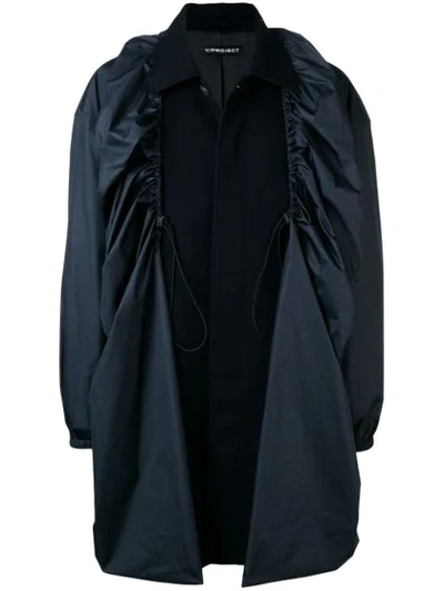 Y/project Double Layer Coat In Navy