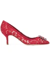 Dolce & Gabbana Rainbow Lace 60mm Brooch-detail Pumps In Red