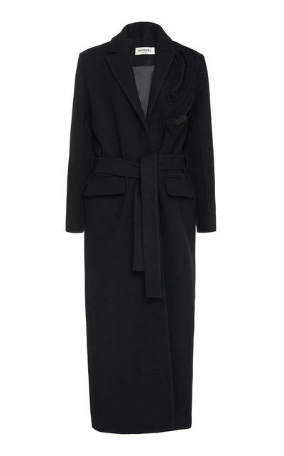 Materiel Embroidered Wool Coat In Black