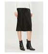 VINCE WOMENS BLACK FLARED HIGH-RISE CRUSHED SATIN MIDI SKIRT S,197-3004397-VR68530354