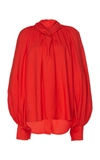 A.W.A.K.E. DRAPED TWISTED CREPE BLOUSE,PF19 T12