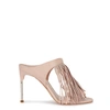 ALEXANDER MCQUEEN 100 blush fringed leather mules