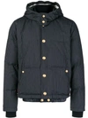 THOM BROWNE NARROW PINSTRIPE DOWN BOMBER JACKET